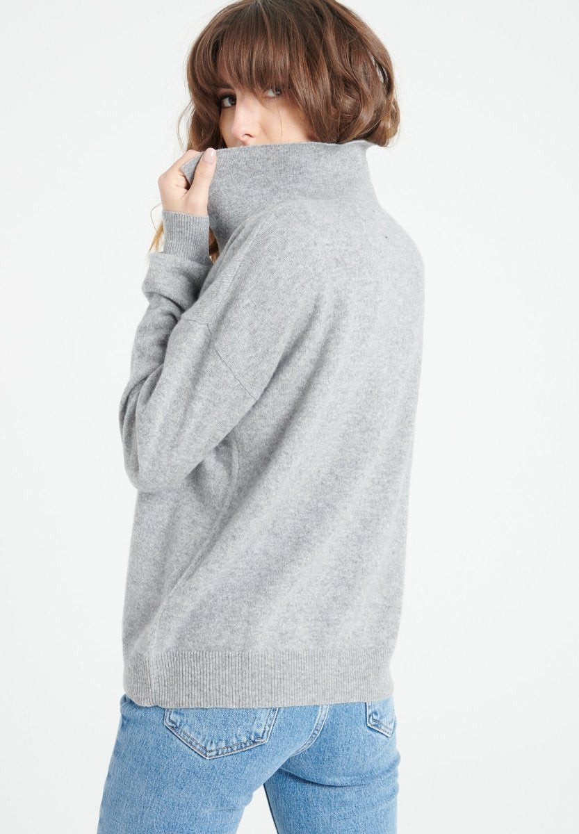 Polo manches longues cachemire gris clair femme - MIA 3-4