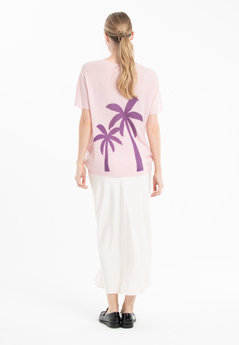 T-shirt col rond cachemire rose baby/imprimé femme - KELLY 14-2