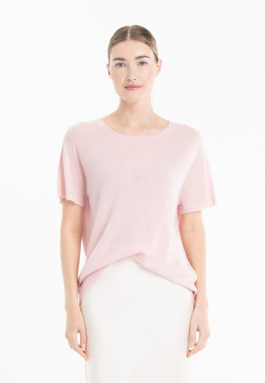 T-shirt col rond cachemire rose baby/imprimé femme - KELLY 14-0