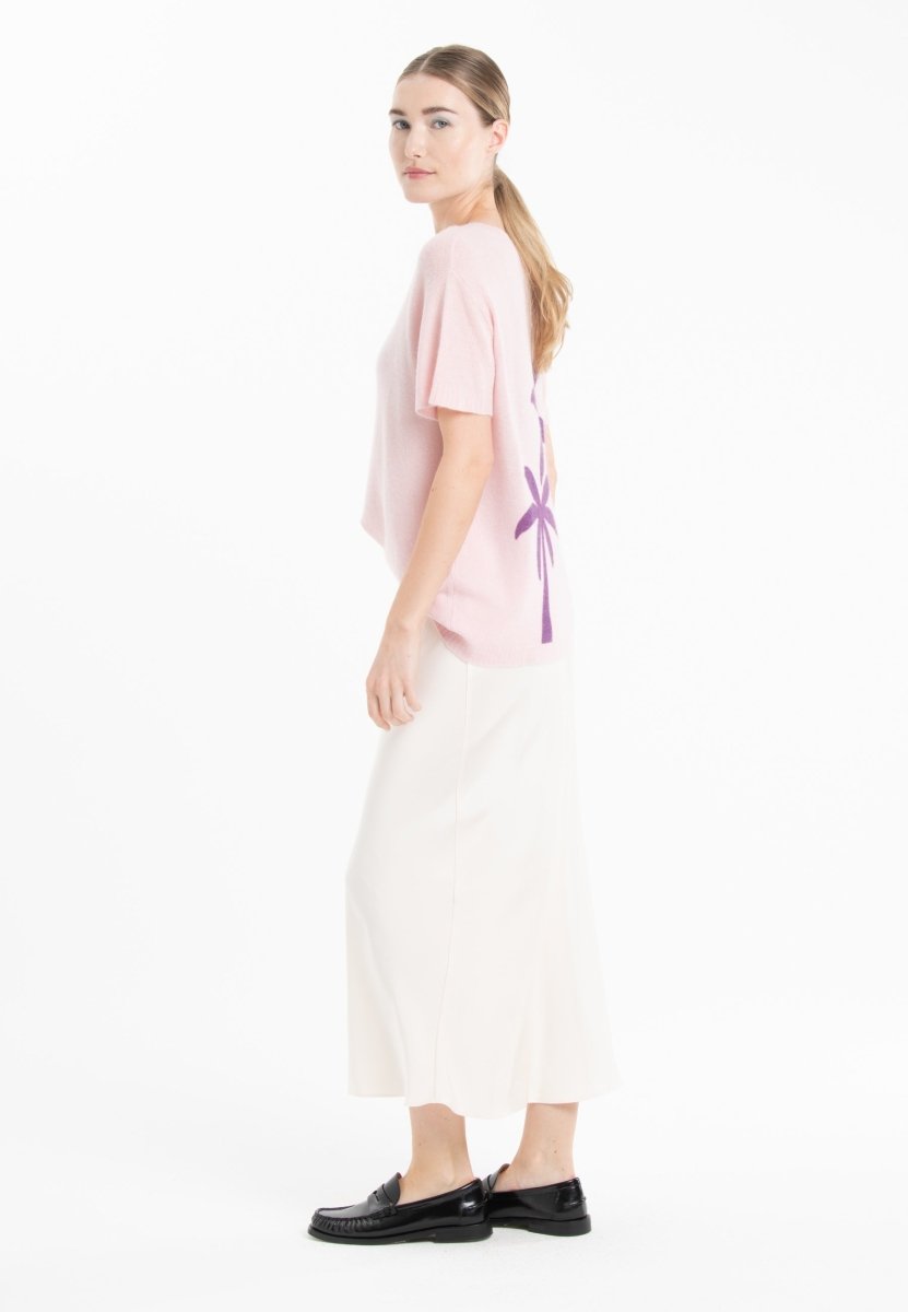 T-shirt col rond cachemire rose baby/imprimé femme - KELLY 14-1