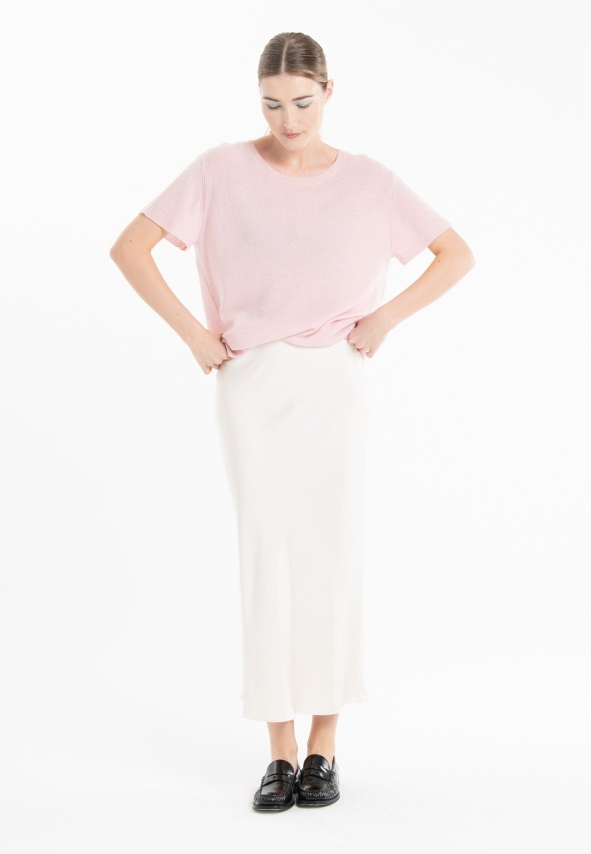 T-shirt col rond cachemire rose baby/imprimé femme - KELLY 14-4