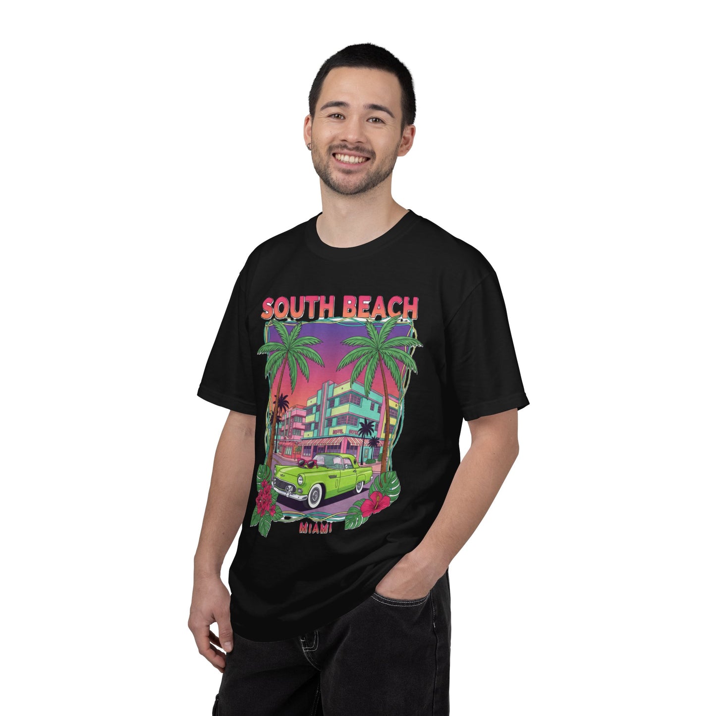 South Beach Vintage T-Shirt — Miami Retro Palm & Convertible Graphic Tee