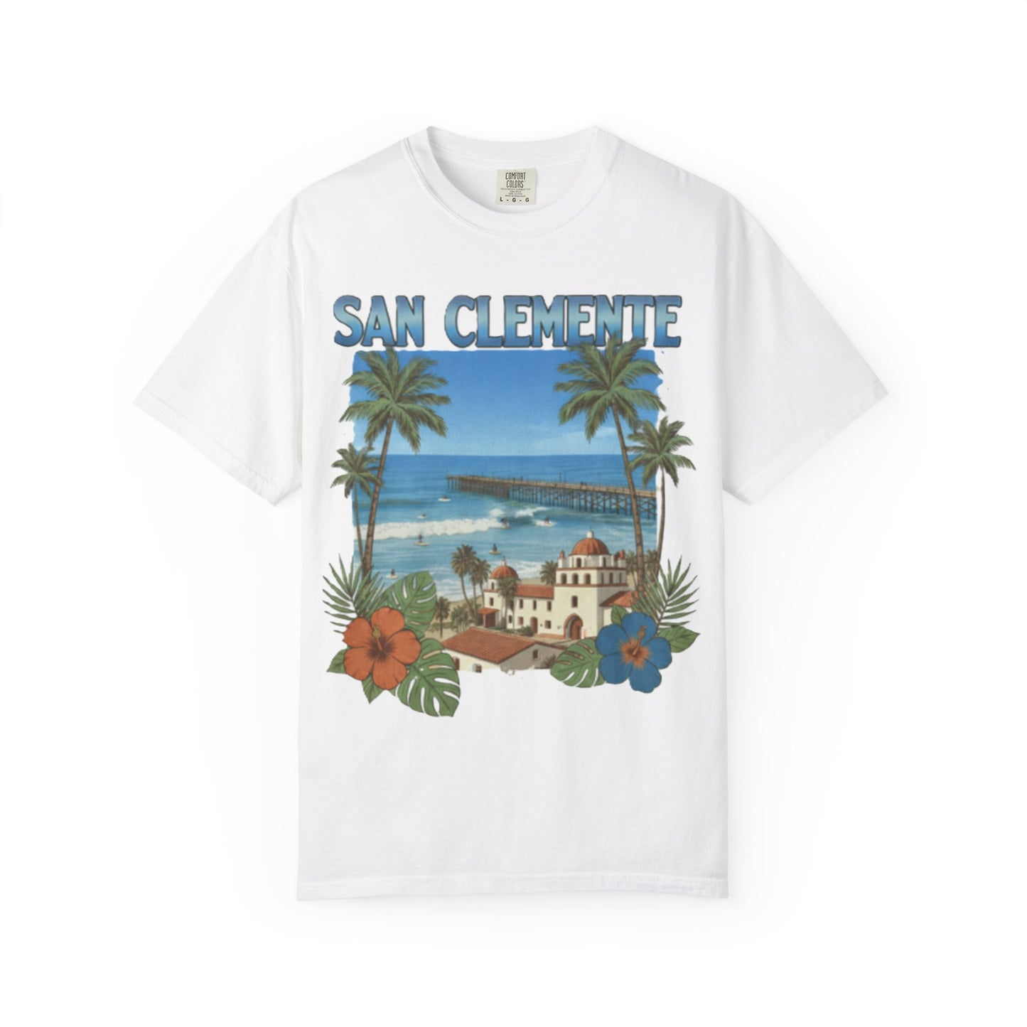 San Clemente Vintage Beach T-Shirt — Palm Trees & Coastal Mission Graphic