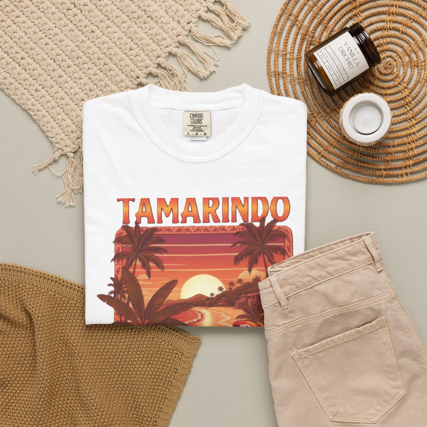 Tamarindo Sunset Beach T-Shirt — Tropical Parrot Vacation Tee