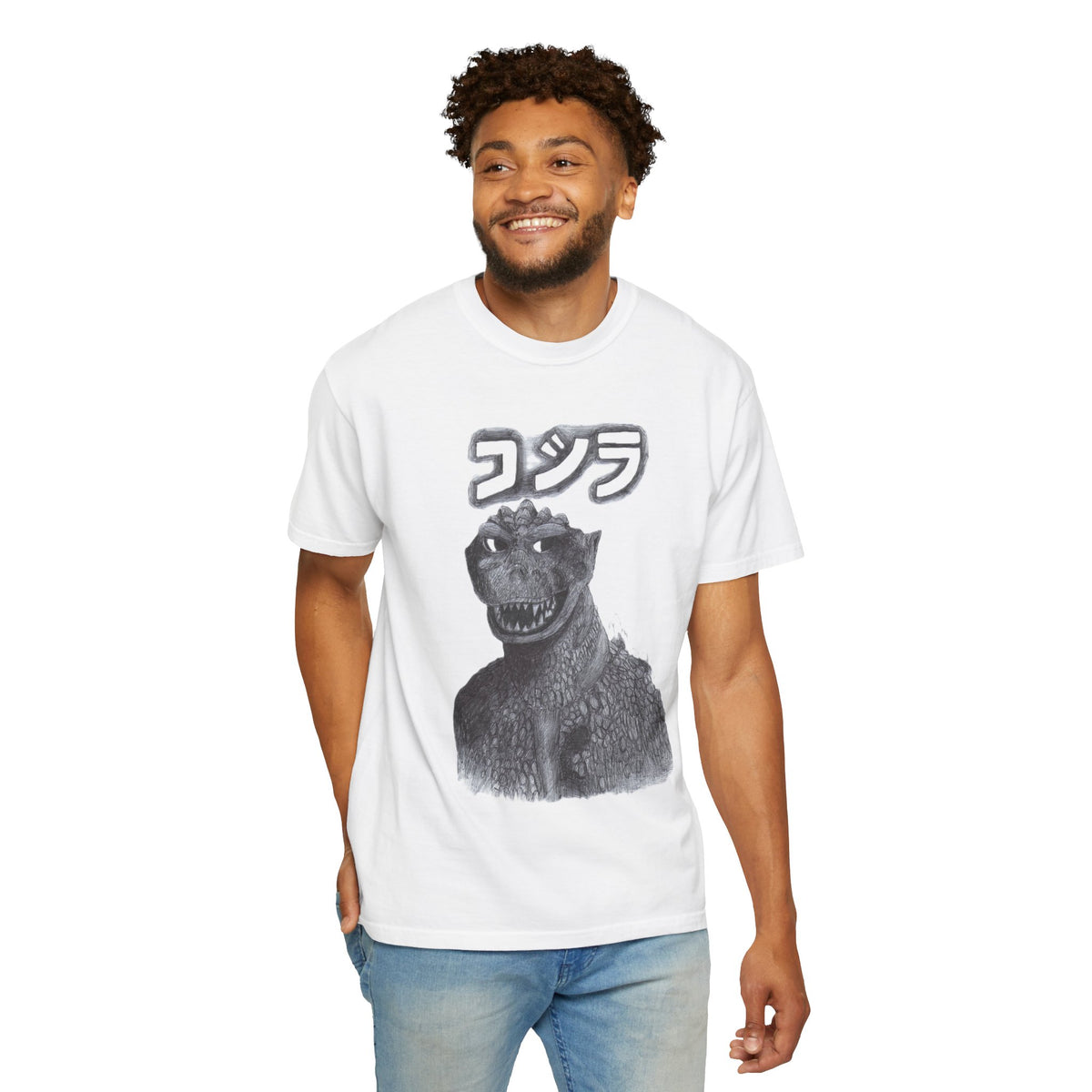 Godzilla Graphic T-Shirt with Japanese Text (コジラ) — Retro Monster Tee