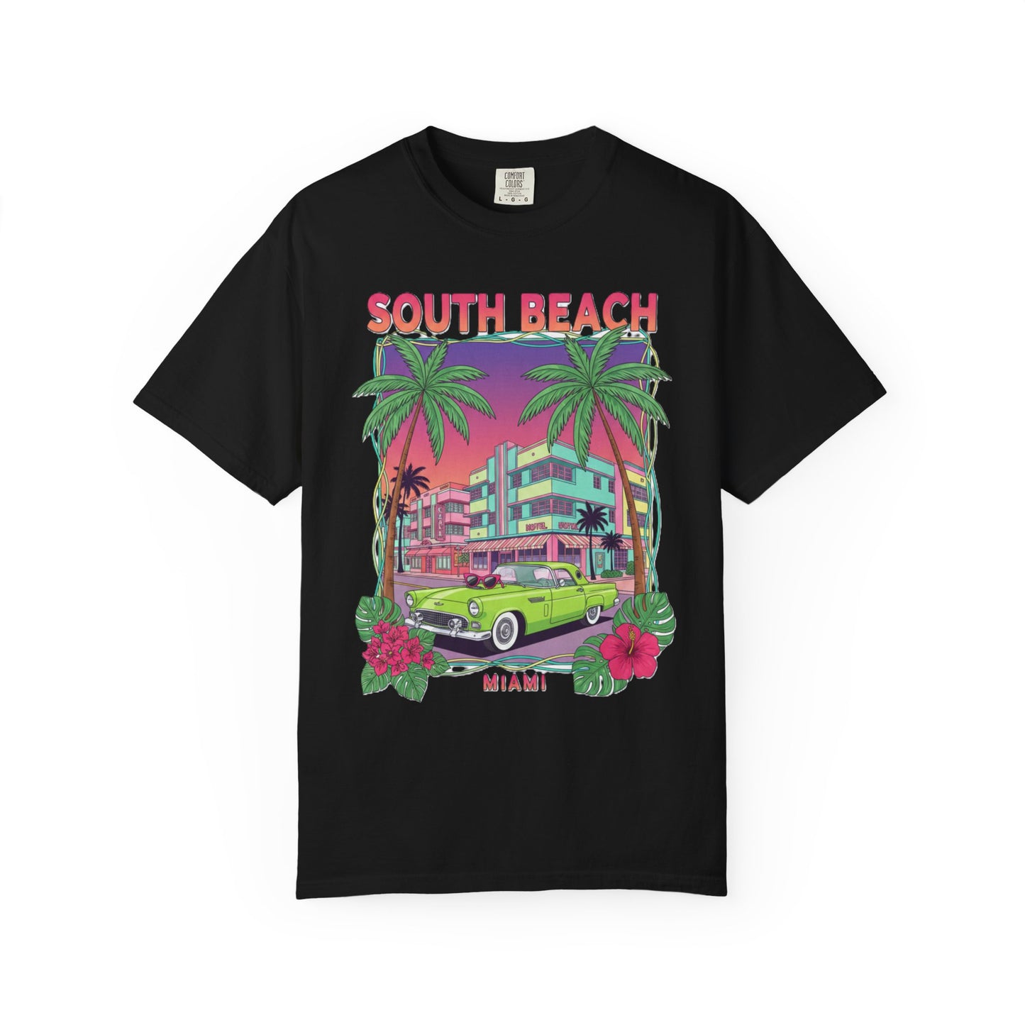 South Beach Vintage T-Shirt — Miami Retro Palm & Convertible Graphic Tee