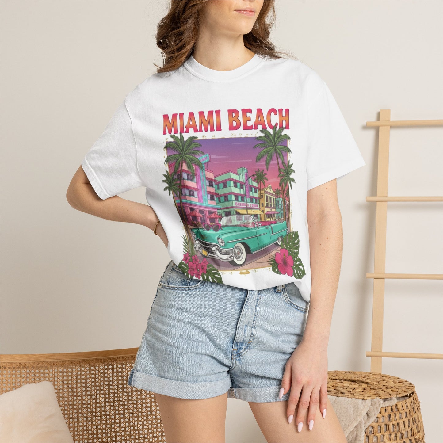 Miami Beach Retro Car T-Shirt — Vintage Palm Beach Vibes