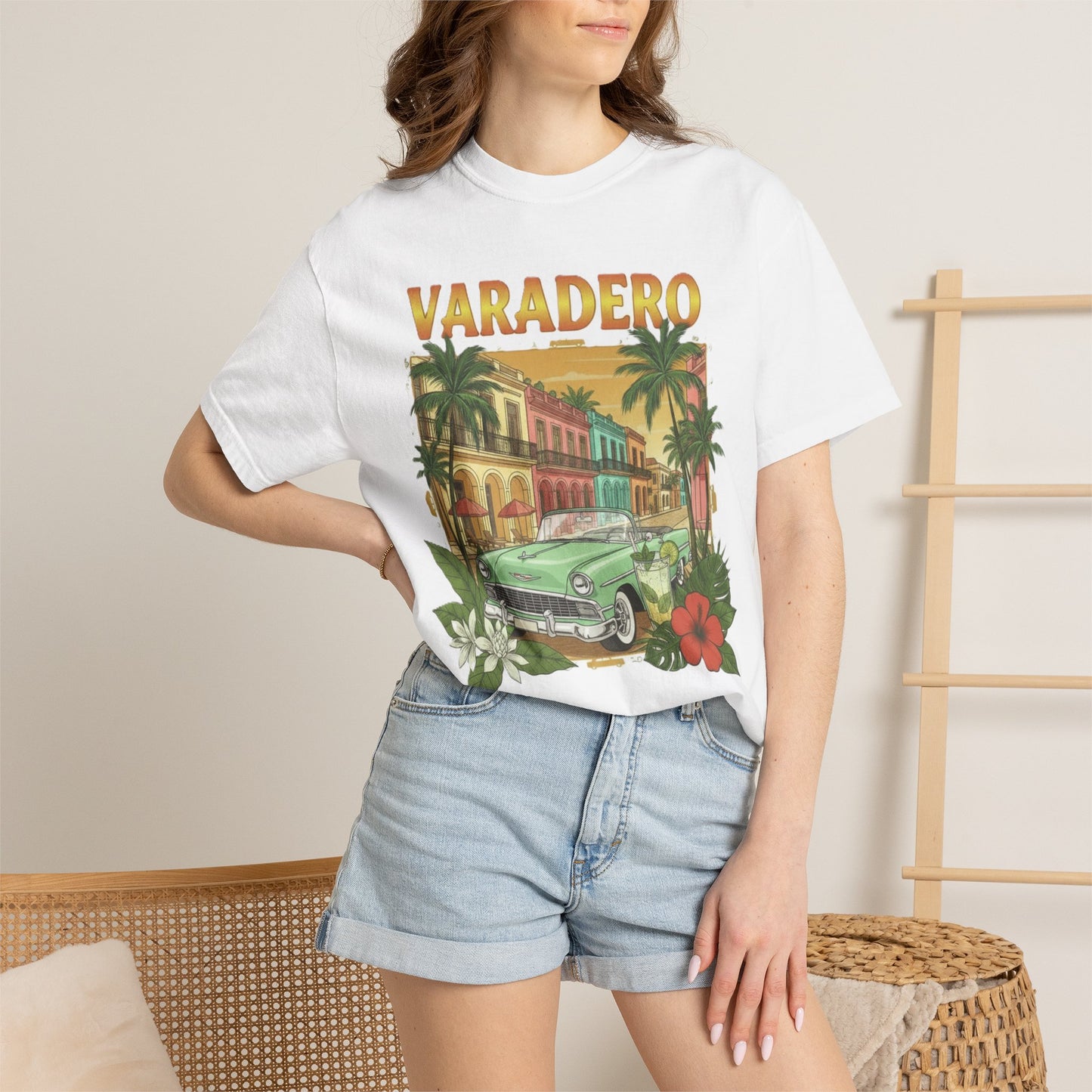 Varadero Retro Classic Car T-Shirt — Vintage Tropical Cuba Tee