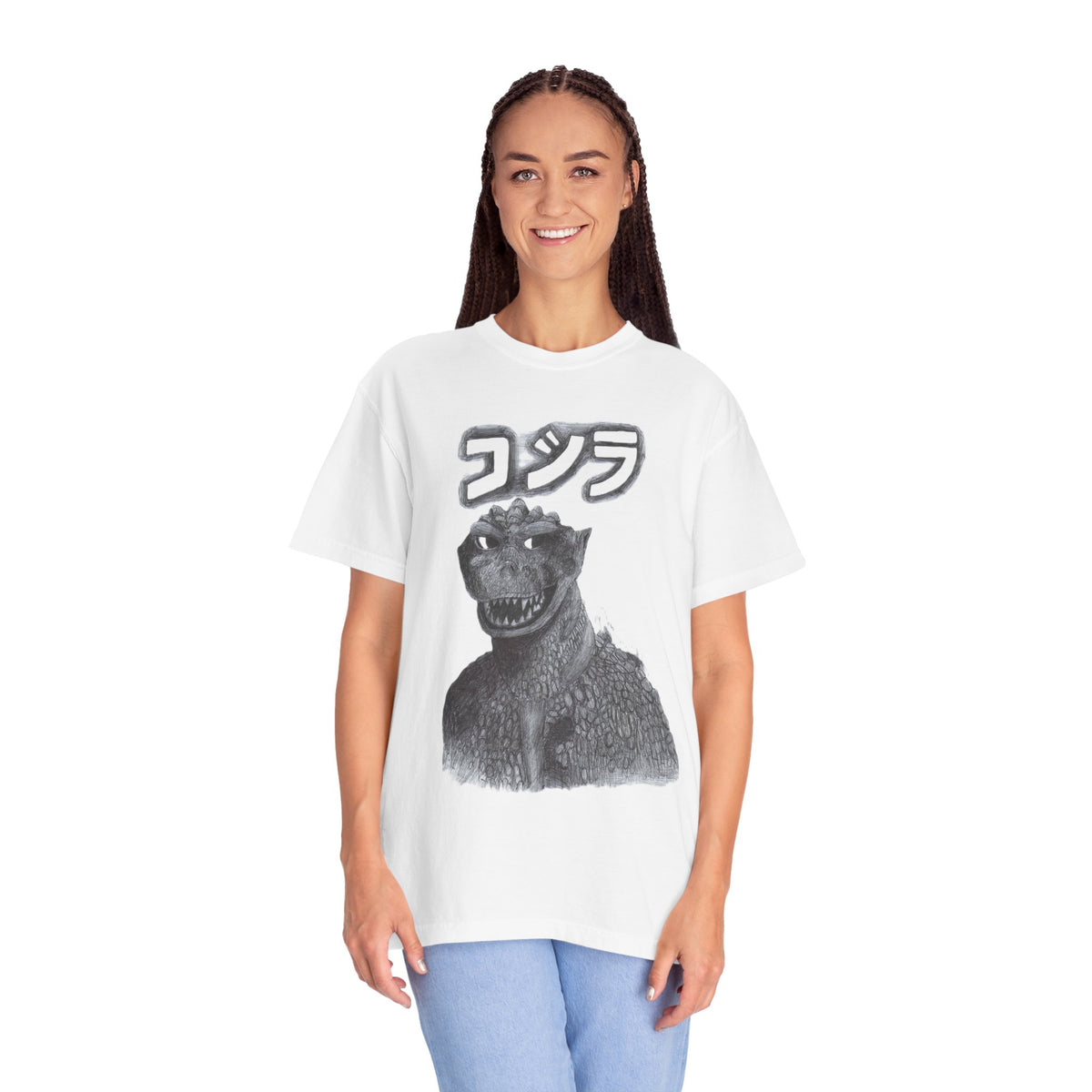 Godzilla Graphic T-Shirt with Japanese Text (コジラ) — Retro Monster Tee