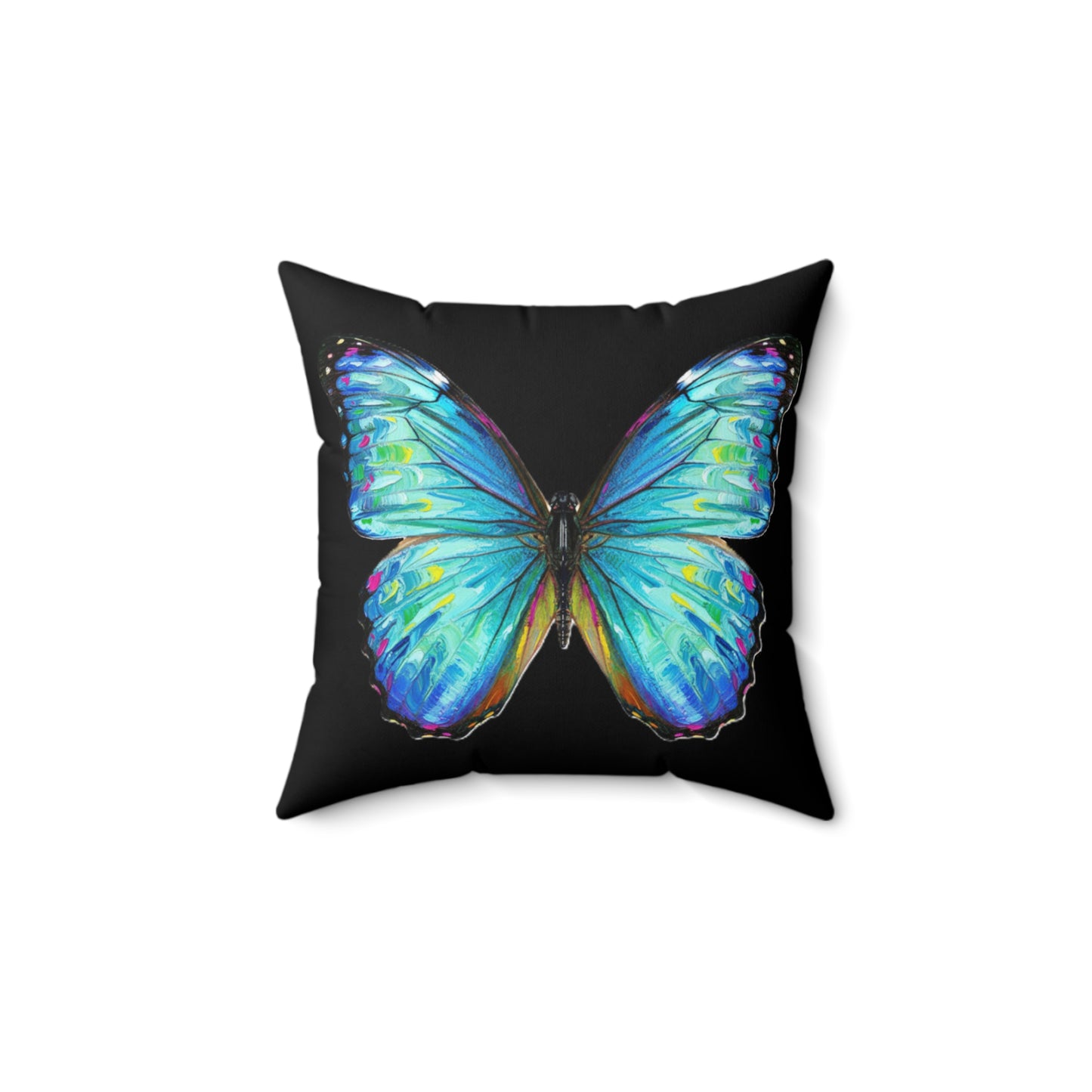 Blue Butterfly Throw Pillow — Vibrant Tropical Accent Cushion