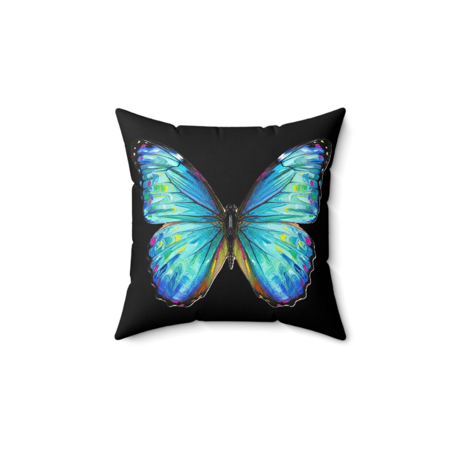 Blue Butterfly Throw Pillow — Vibrant Tropical Accent Cushion
