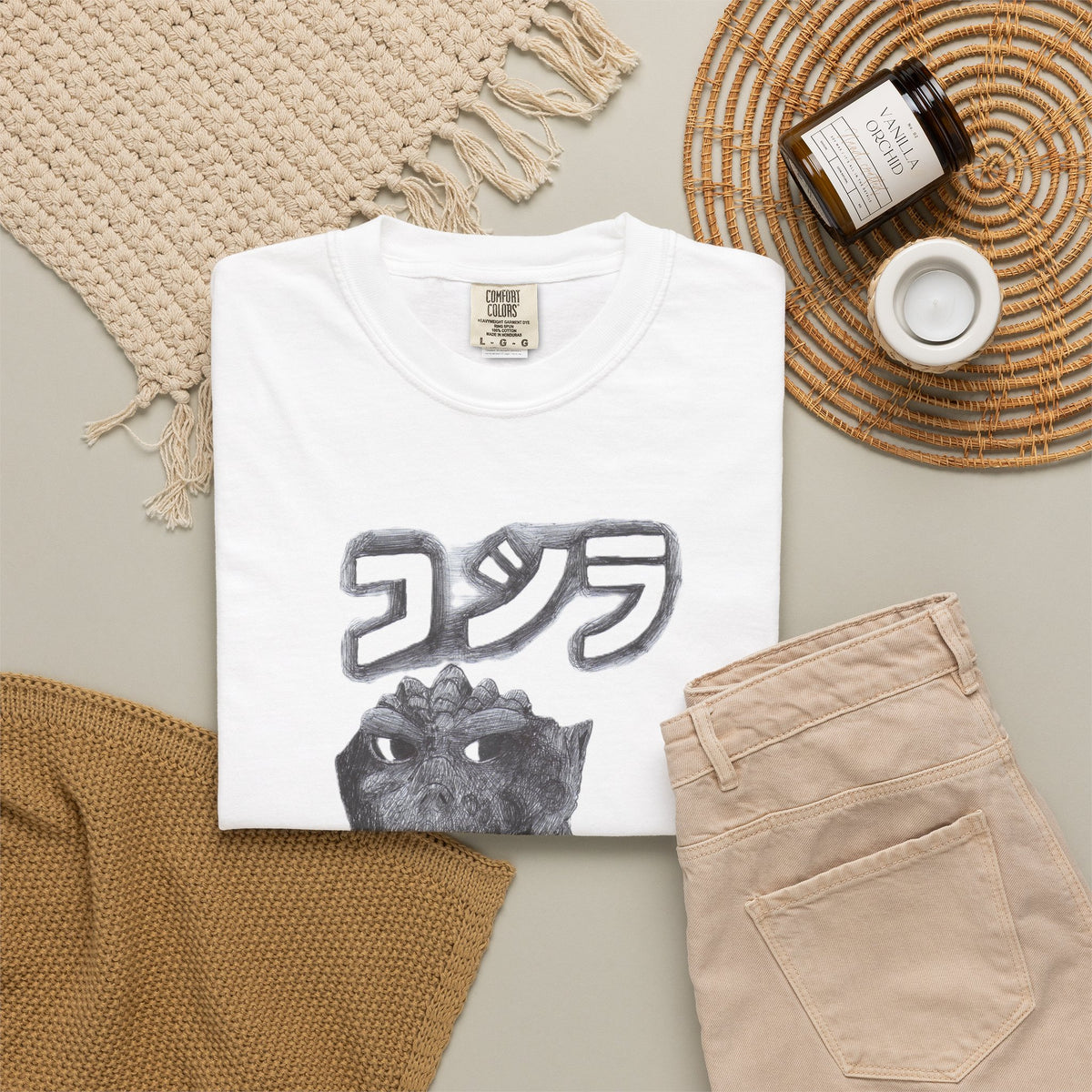 Godzilla Graphic T-Shirt with Japanese Text (コジラ) — Retro Monster Tee