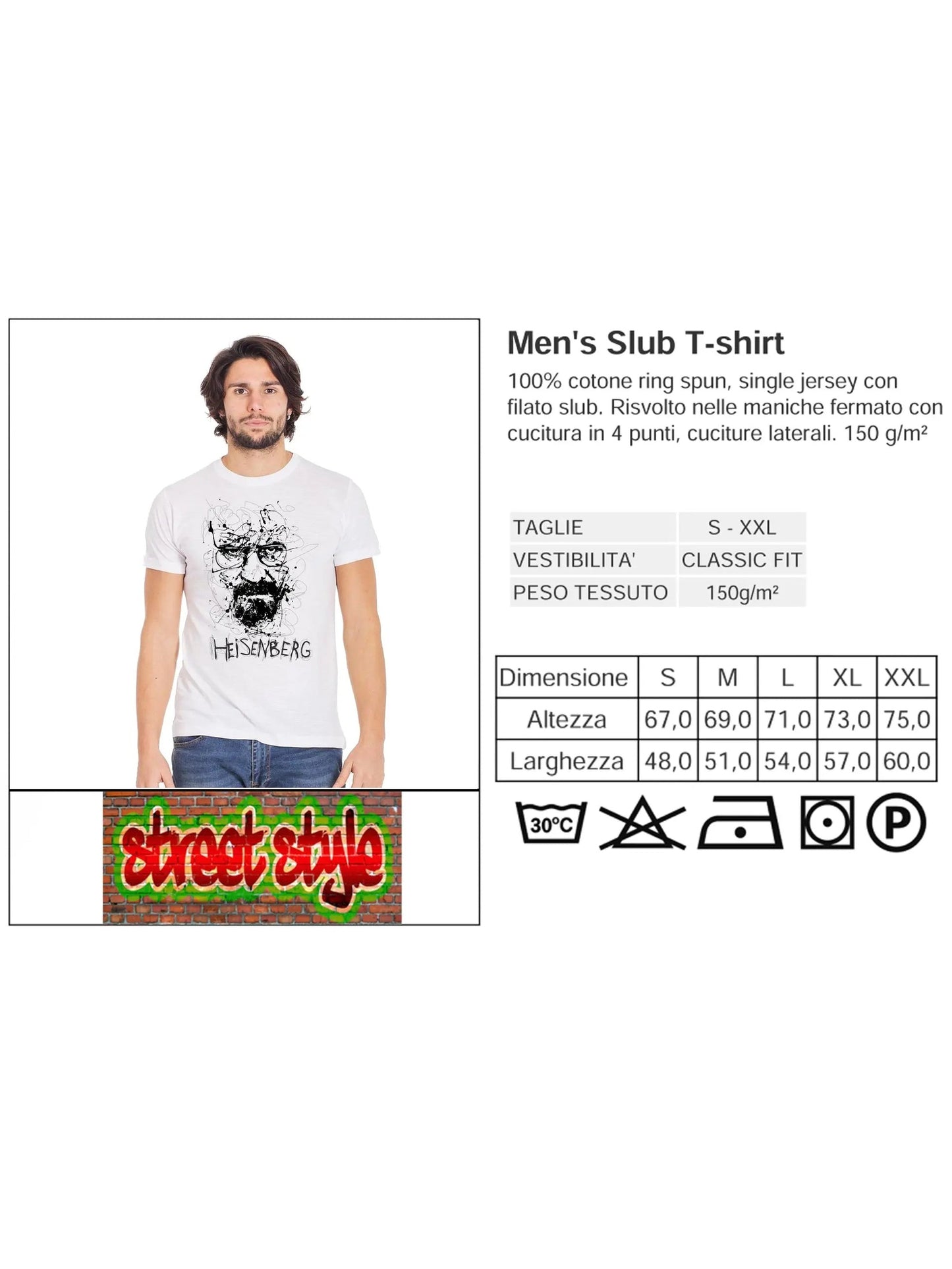 Heisenberg Stilizzato Art. 18-94 T-Shirt Urban Men Uomo 100% Cotone Fiammato BS