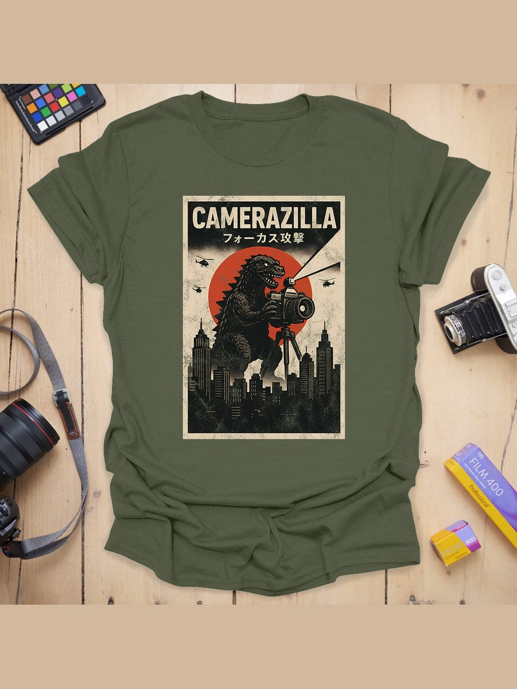 Camerazilla T-Shirt - Military Green, 3XL